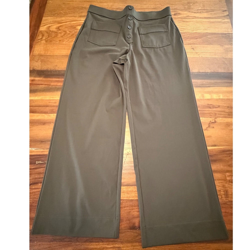 Halara Olive Green Wide Leg High Waisted Button Front Pocket Pants Women 1X NWT